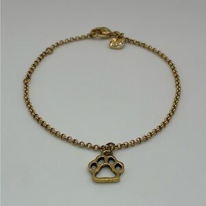 Vintage Swarovski Signed Swan Gold-Tone Paw Print Bracelet